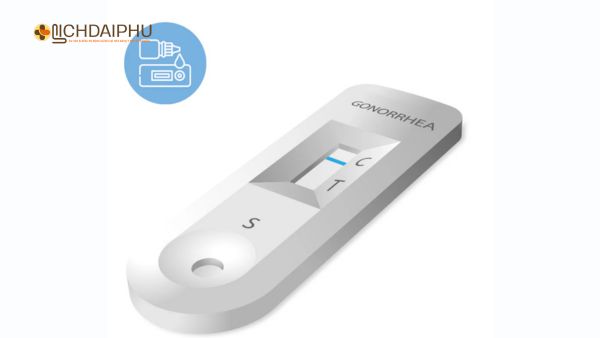 Hình ảnh test nhanh bệnh lậu hiển thị kết quả âm tính với một vạch ở vị trí C, dùng để phát hiện vi khuẩn Neisseria gonorrhoeae. Hình ảnh test nhanh bệnh lậu hiển thị kết quả âm tính với một vạch ở vị trí C, dùng để phát hiện vi khuẩn Neisseria gonorrhoeae.