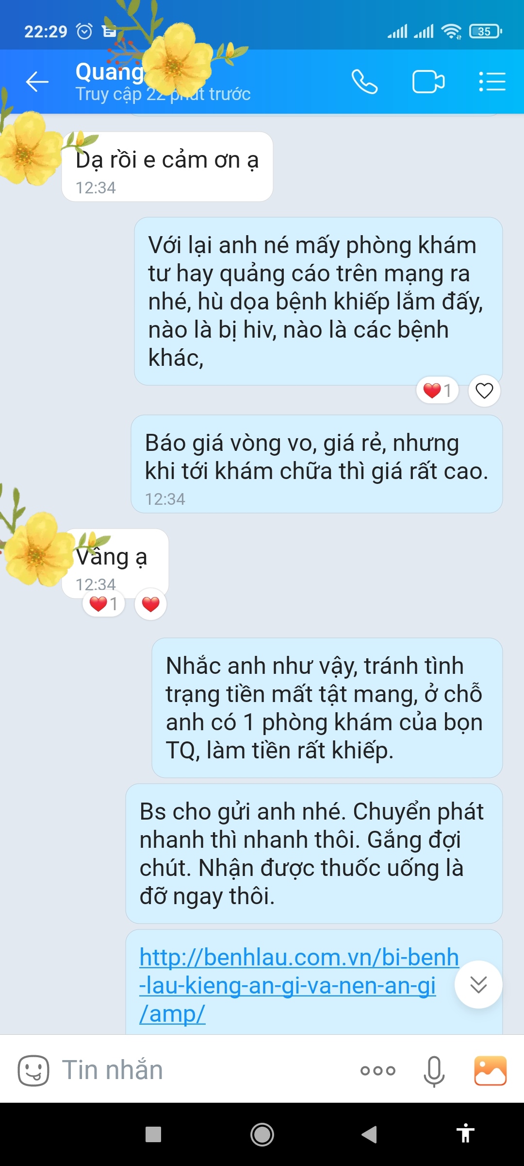 Bệnh nhân chia sẻ kết quả khỏi bệnh lậu sau liệu trình thuốc viên hoàn Lịch Đại Phu.