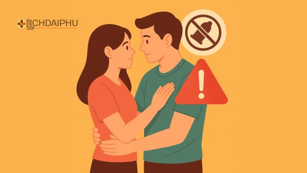 Hình minh họa cặp đôi và biểu tượng cảnh báo đỏ về quan hệ tình dục không an toàn, nhấn mạnh tầm quan trọng của việc sử dụng bao cao su để phòng bệnh. Hình minh họa cặp đôi và biểu tượng cảnh báo đỏ về quan hệ tình dục không an toàn, nhấn mạnh tầm quan trọng của việc sử dụng bao cao su để phòng bệnh.